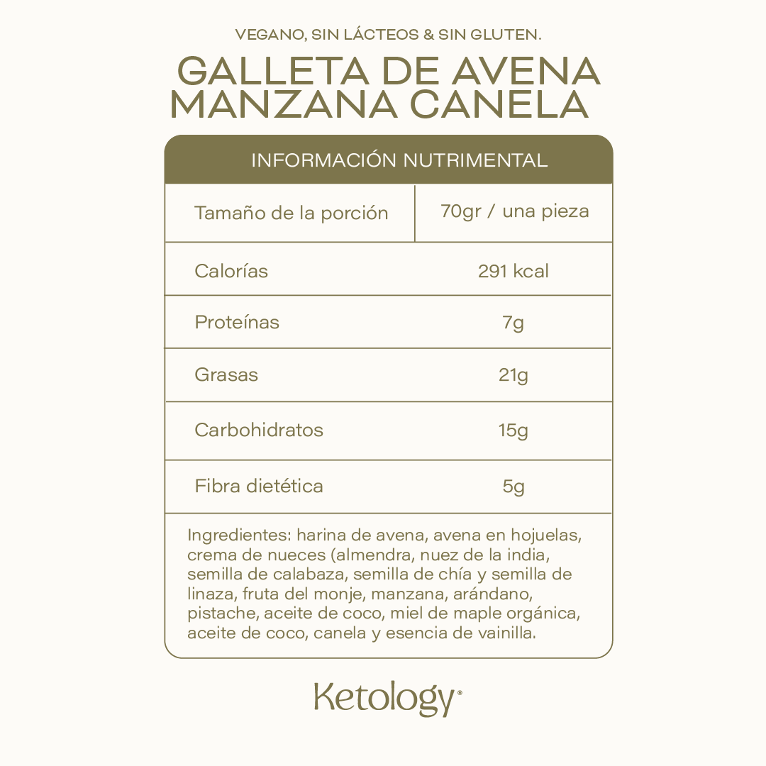 Galleta de Avena Manzana y Canela (Vegan)